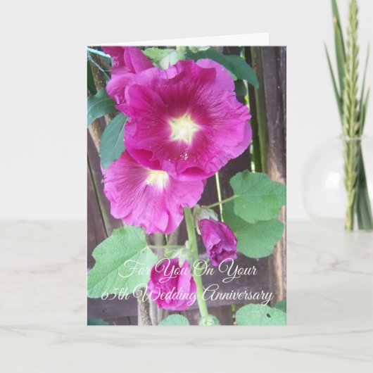 Hollyhocks Personalized 65th Wedding Jubileum Kaart (Voorkant)