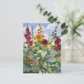 Hollyhocks & Sunflowers 2005 Briefkaart (Staand voorkant)