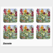 Hollyhocks & Sunflowers 2005 Vierkante Sticker (Vel)