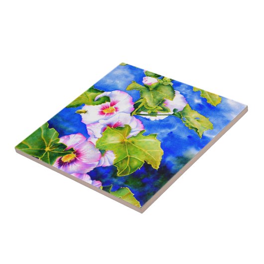 Hollyhocks Tegeltje (Zijkant)