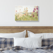 Hollyhocks van het Zee Canvas Afdruk (Insitu (Slaapkamer))