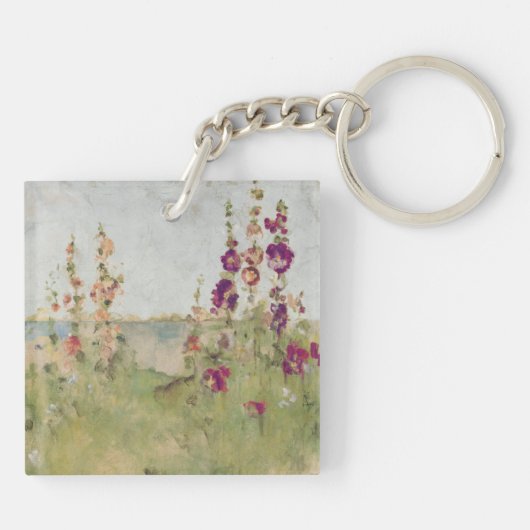 Hollyhocks van het Zee Sleutelhanger (Achterkant)