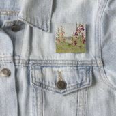 Hollyhocks van het Zee Vierkante Button 5,1 Cm (In situ)