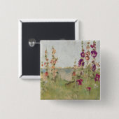 Hollyhocks van het Zee Vierkante Button 5,1 Cm (Voorkant /achterkant)