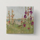Hollyhocks van het Zee Vierkante Button 5,1 Cm (Voorkant)
