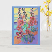 Hollyhocks Wenskaart Kaart (Gele Bloem)