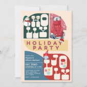 HollyJolly Retro Geometrisch Patroon Kerstfeest Kaart (Voorkant)