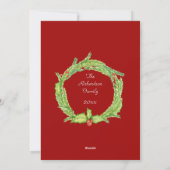 Hollykrans Rood Groen Gepersonaliseerde Foto Feestdagenkaart (Achterkant)