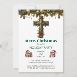 Hollykruis met groenblijvende Kerstmis Kaart