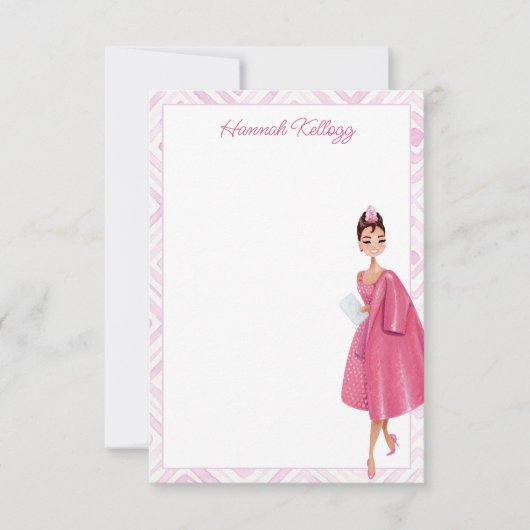  Hollywood Audrey Pink gepersonaliseerd Bedankkaart (Voorkant)