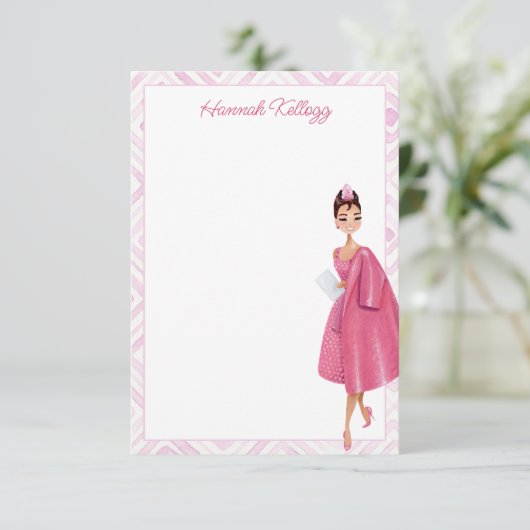  Hollywood Audrey Pink gepersonaliseerd Bedankkaart (Staand voorkant)