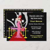 Hollywood Baby shower Invite girl Kaart (Voorkant / Achterkant)