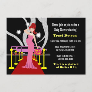 Hollywood Baby shower Invite girl Kaart