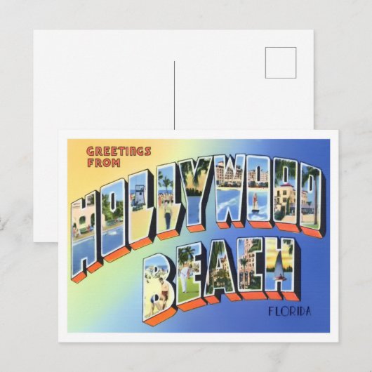 Hollywood Beach, Florida  Big Letters Briefkaart (Voorkant / Achterkant)