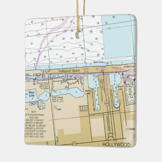 Hollywood Beach Florida Chart Keramisch Ornament (Links)