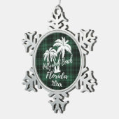 Hollywood Beach Florida Palm Green Tin Sneeuwvlok Ornament (Rechts)