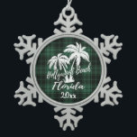 Hollywood Beach Florida Palm Green Tin Sneeuwvlok Ornament<br><div class="desc">Hollywood Beach Florida Palm Tree Green Pset Kerstornament</div>