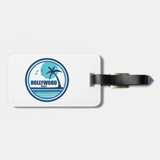 Hollywood Beach Florida Palm Tree Birds Bagagelabel (Achterkant horizontaal)