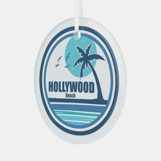 Hollywood Beach Florida Palm Tree Birds Glas Ornament (Voorkant links)