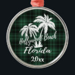 Hollywood Beach Florida Palm Tree Green Metalen Ornament<br><div class="desc">Hollywood Beach Florida Palm Tree Green Pset Ornament</div>
