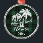 Hollywood Beach Florida Palm Tree Green Metalen Ornament<br><div class="desc">Hollywood Beach Florida Palm Tree Green Pset Ornament</div>