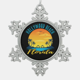 Hollywood Beach Florida Palm Trees Beach Tin Sneeuwvlok Ornament