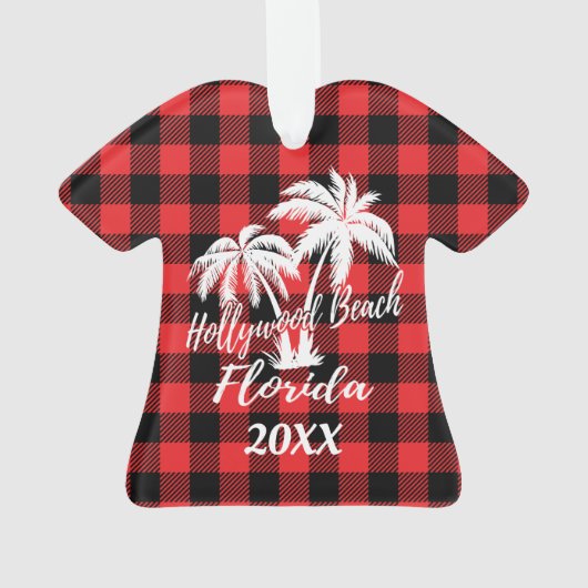 Hollywood Beach Florida Palm Trees Personalizeerd Ornament (achterkant)