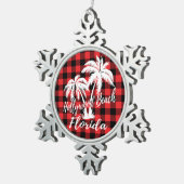 Hollywood Beach Florida Palm Trees Tin Sneeuwvlok Ornament (Rechts)