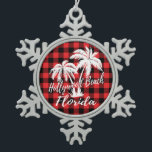Hollywood Beach Florida Palm Trees Tin Sneeuwvlok Ornament<br><div class="desc">Hollywood Beach Florida Palm Trees Snowflake Pewter kerstversiering</div>