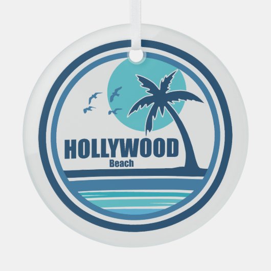 Hollywood Beach Florida Palmbomen Vogels Glas Ornament (Voorkant)