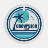Hollywood Beach Florida Palmbomen Vogels Glas Ornament (Achterkant)