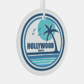 Hollywood Beach Florida Palmbomen Vogels Glas Ornament (Voorkant Rechts)