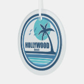 Hollywood Beach Florida Palmbomen Vogels Glas Ornament (Voorkant links)