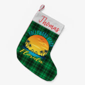 Hollywood Beach Florida Retro Sunset Green Pset Kleine Kerstsok (Voorkant (Hangend))