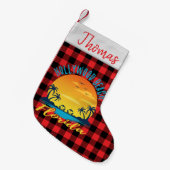 Hollywood Beach Florida Retro Sunset Red Plaid Kleine Kerstsok (Voorkant (Hangend))
