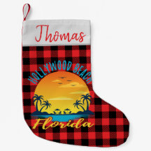 Hollywood Beach Florida Retro Sunset Red Plaid