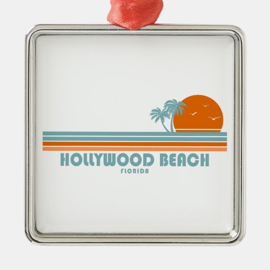 Hollywood Beach Florida Sun Palm Trees Metalen Ornament (Voorkant)