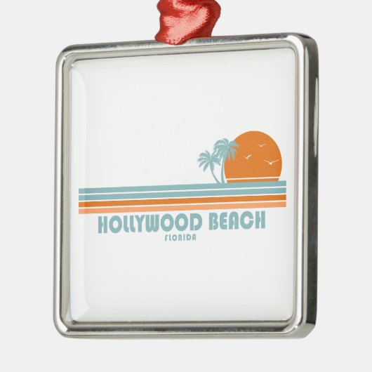 Hollywood Beach Florida Sun Palm Trees Metalen Ornament (Links)