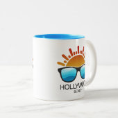 Hollywood Beach Florida Sunglasses Tweekleurige Koffiemok (Voorkant rechts)