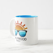 Hollywood Beach Florida Sunglasses Tweekleurige Koffiemok (Voorkant links)