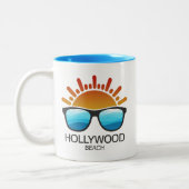 Hollywood Beach Florida Sunglasses Tweekleurige Koffiemok (Links)