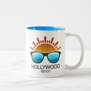 Hollywood Beach Florida Zonnebril Tweekleurige Koffiemok
