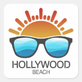 Hollywood Beach Florida Zonnebril Vierkante Sticker (Voorkant)