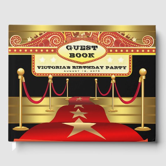 Hollywood Birthday Party Guest Book Gastenboek (Voorkant)