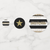 Hollywood Black & White Gold Glitter Stars Party Confetti (Voorkanten)