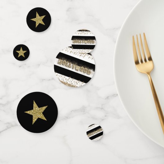 Hollywood Black & White Gold Glitter Stars Party Confetti (Groep)