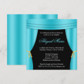 Hollywood Blauwgroen Blauw Gordijn Bat Mitzvah Squ Kaart (Voorkant / Achterkant)