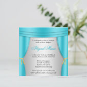 Hollywood Blauwgroen Silver Curtain Bat Mitzvah Sq Kaart (Staand voorkant)