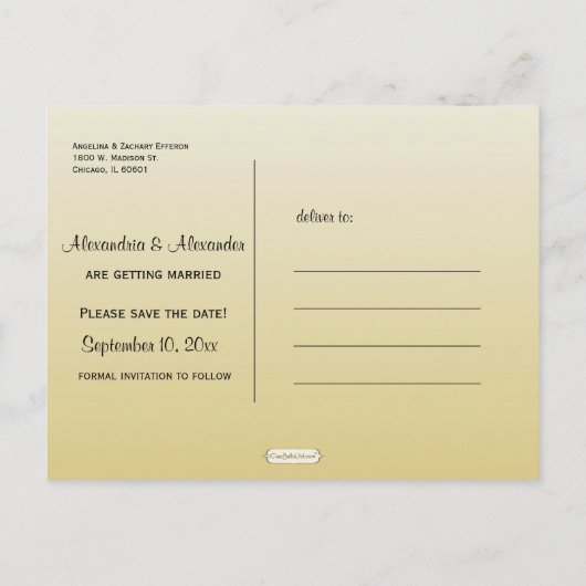 Hollywood Bling Save The Date Post Kaart (Achterkant)