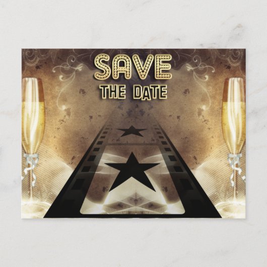 Hollywood Bling Save The Date Post Kaart (Voorkant)